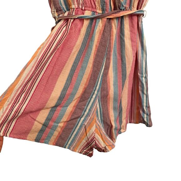 Blue Rain Amie Tie Backless Butterfly Sleeve Belted Rainbow Striped Romper XXS - Picture 2 of 7